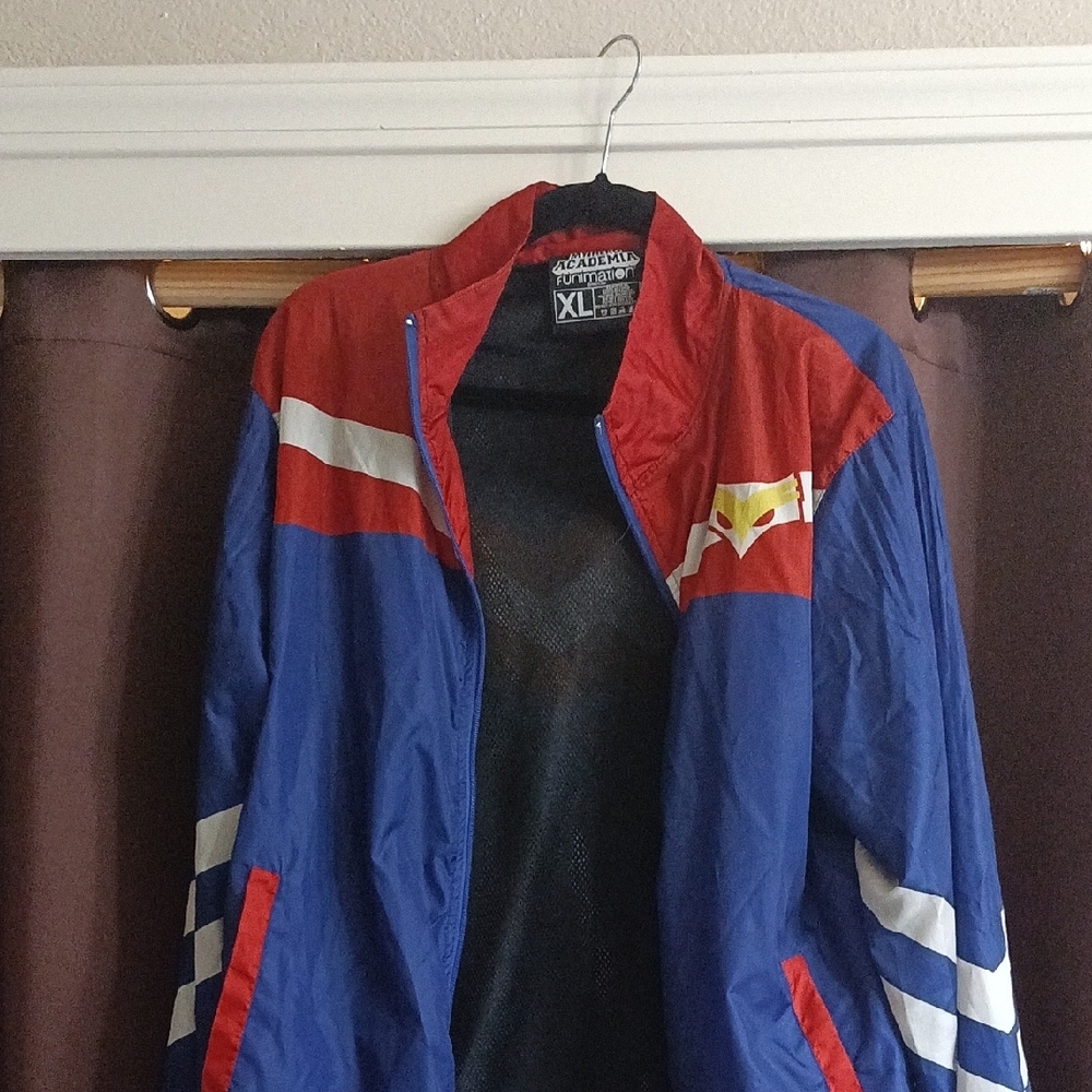 Bold Blue and Red Color-Block Windbreaker